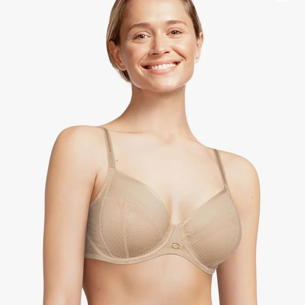 Chantelle Parisian Allure Unlined Plunge Bra Ultra Nude Color Size 34D